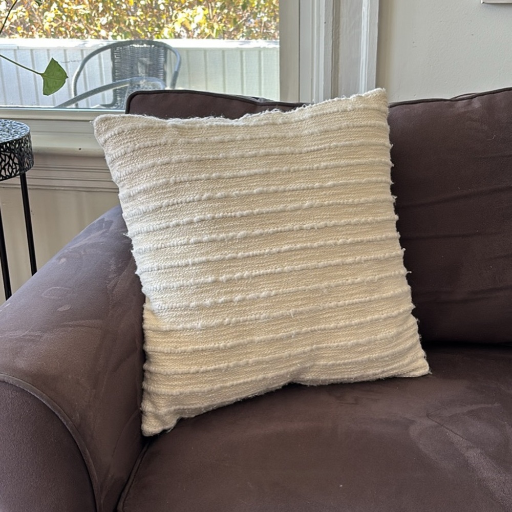 West Elm Cream Textured Stripe Decorative Pillow